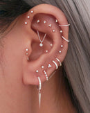 Round Crystal Prong Cartilage Earring Helix Stud - Unique Stacked Multiple Ear Piercing Curation Ideas for Women for Females - www.Impuria.com