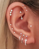Toki Triple Crystal Bezel Ear Piercing Earring Stud