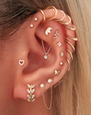 Chance Crystal Rhombus Ear Piercing Earring Stud Set