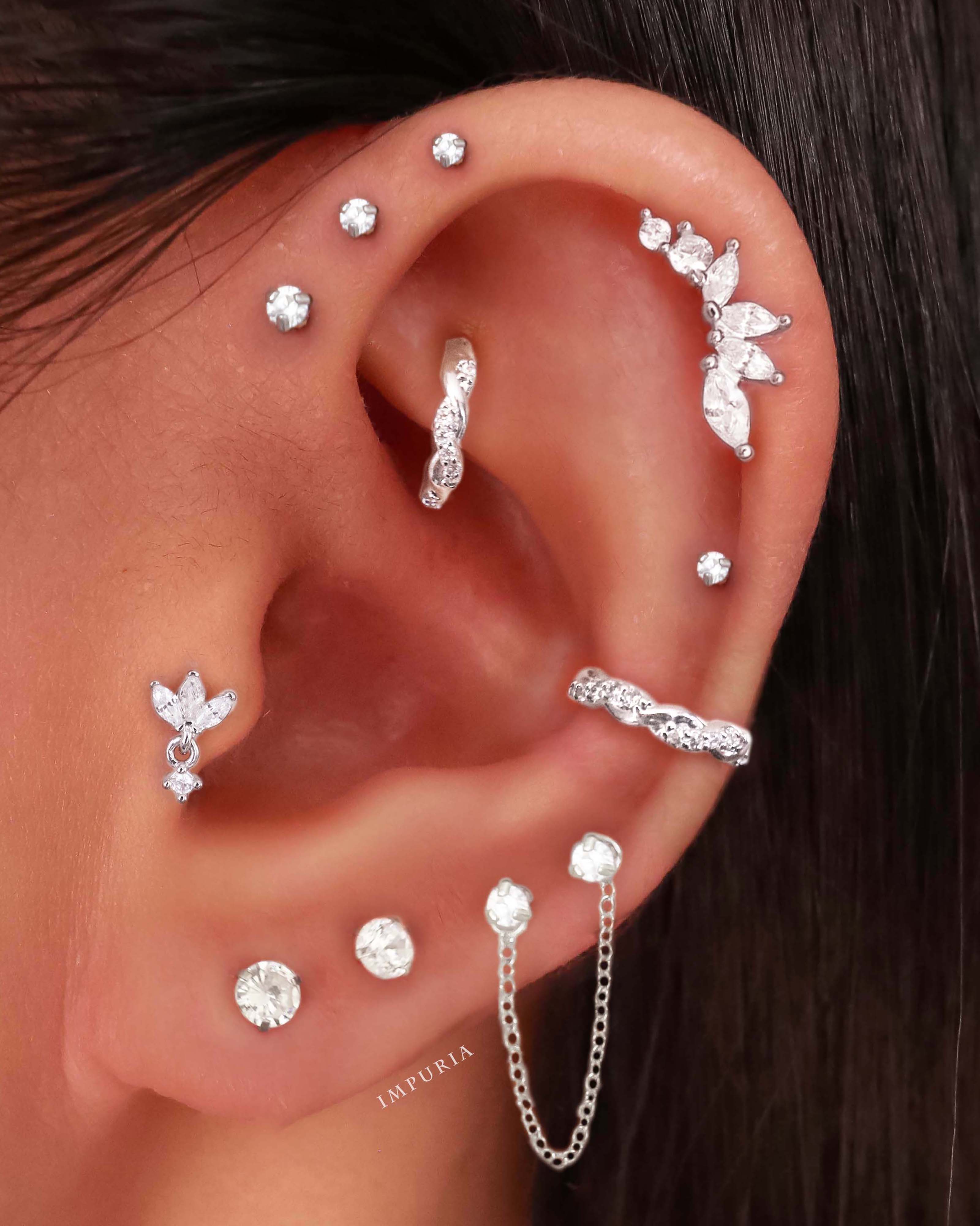 Pretty Silver Cartilage Helix Earrings Simple Ear Piercing Curation Ideas for Women - www.Impuria.com #earpiercings 