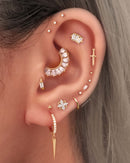 Trinity Polished Triple Ball Milgrain Threaded Ear Piercing Earring Studs Set
