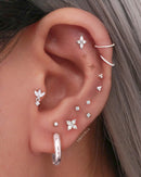 Aurora Crystal Princess Royal Ear Piercing Earring Stud Set