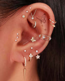 Trendy Ear Curation Design Styling Ideas for Women  - Trinity Huggie Hoop Crystal Earring Ring - www.Impuria.com