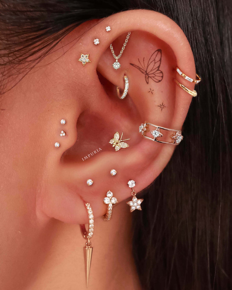 Hidden Helix Cartilage Stud Earring - Pretty Multiple Ear Piercing Ideas for Females for Women - www.Impuria.com