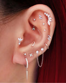 Trendy Cartilage Cluster Leaf Helix Cartilage Earring Stud Multiple Ear Piercing Curation Ideas for Women - www.Impuria.com