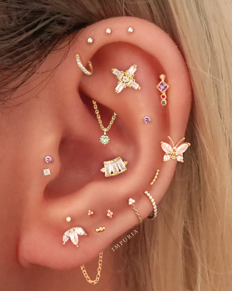 Alma Triple Marquise Cluster Ear Piercing Stud - Main Image