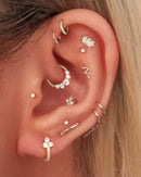 Euphoria Triple Crystal Baguette Ear Piercing Earring Stud