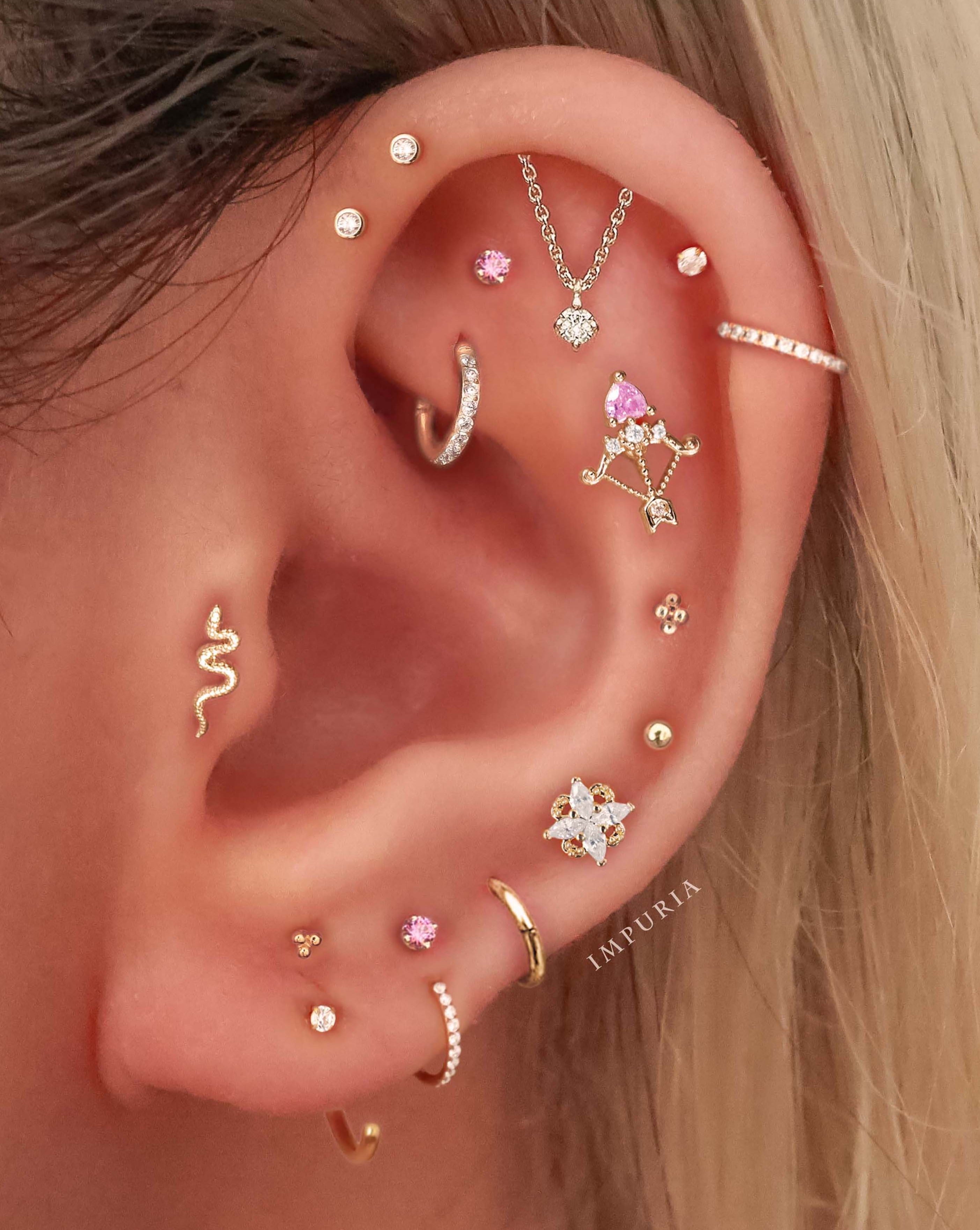 Beaded Ball surgical steel cartilage earrings multiple stacked ear piercing jewelry ideas for curated ears - www.Impuria.com #earpiercings