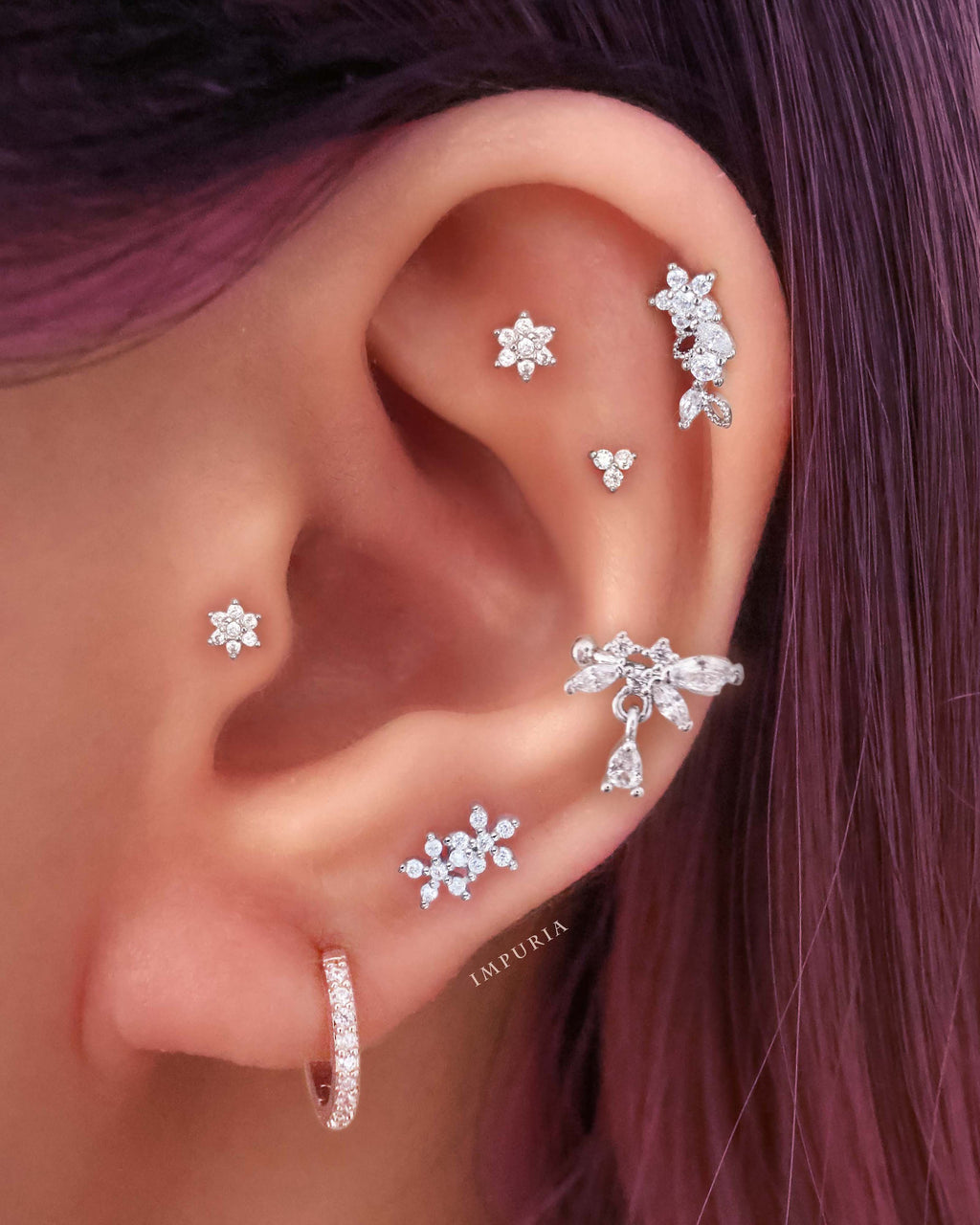 Silver Daisy Flower Helix Earring Flower Forward Helix Earring Tragus Piercing  Cartilage Piercing Conch Earring Triple Forward Helix Earring - Etsy |  Forward helix earrings, Helix earrings, Etsy earrings
