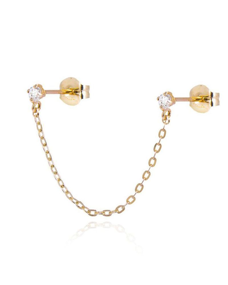 Unique Double Chain Earring Stud Ear Piercing Jewelry in Gold - www.Impuria.com