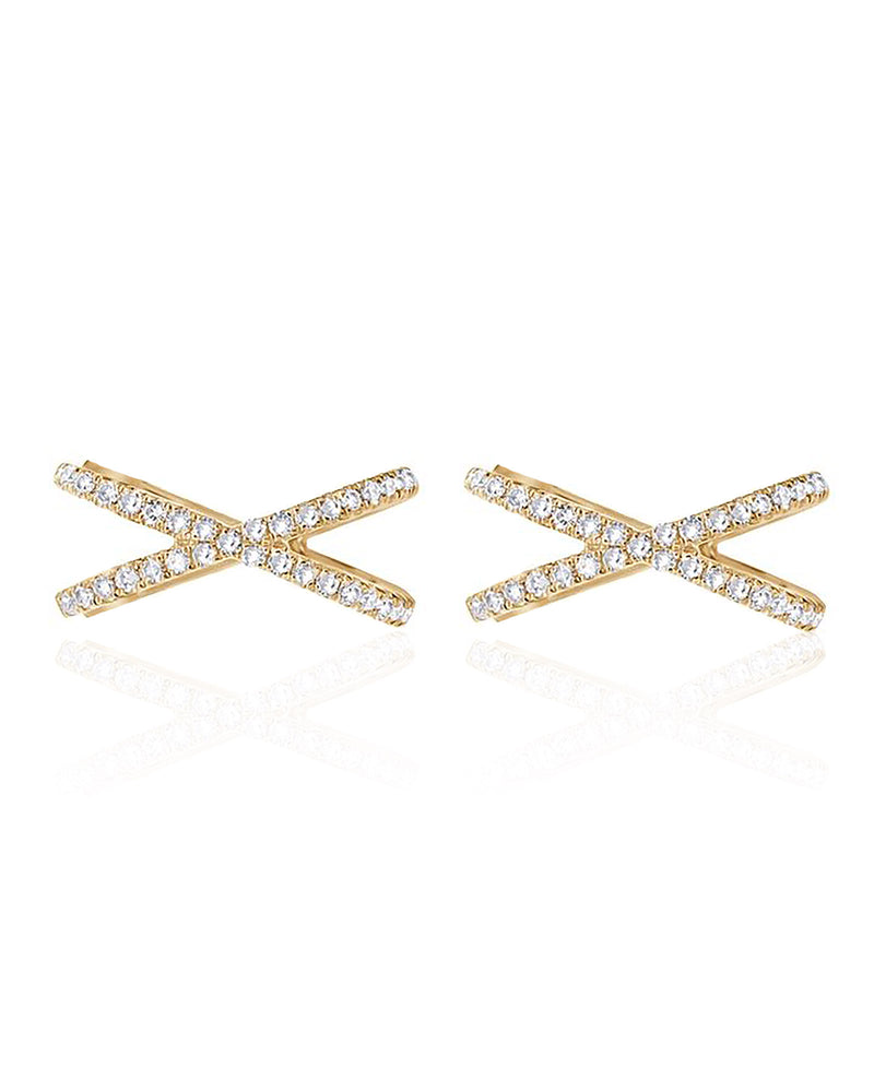 Cute Crystal Pave Criss Cross Ear Cuff Earring Fashion Jewelry for Women in Silver or Gold - www.Impuria.com