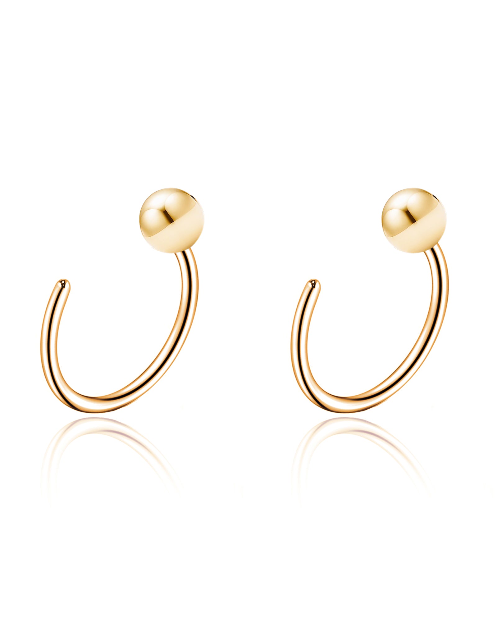 Em Minimalist Polished Ball Hoop Ring Earrings