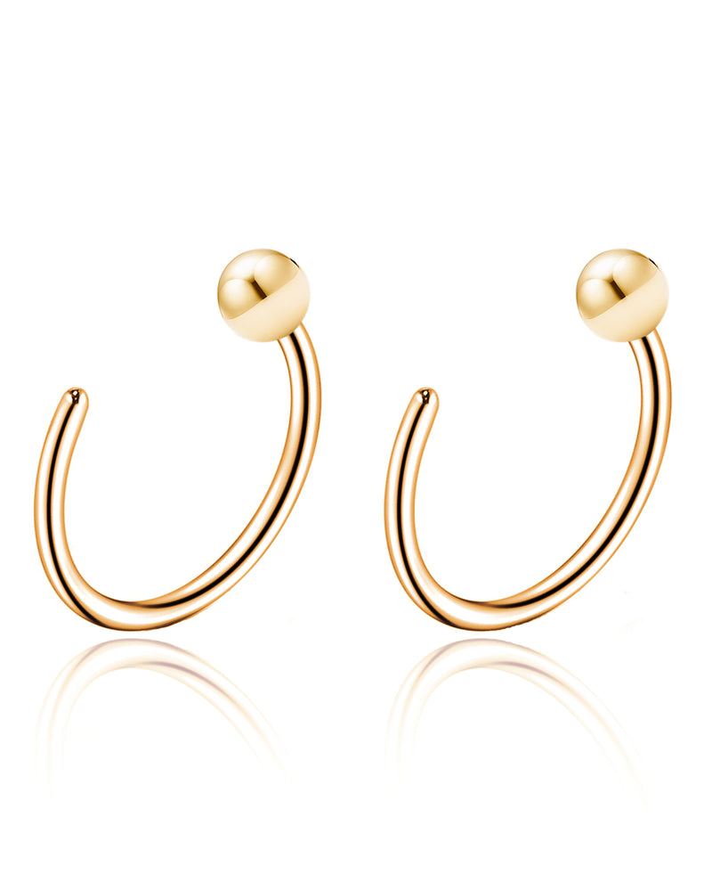 Em Minimalist Polished Ball Hoop Ring Earring Set