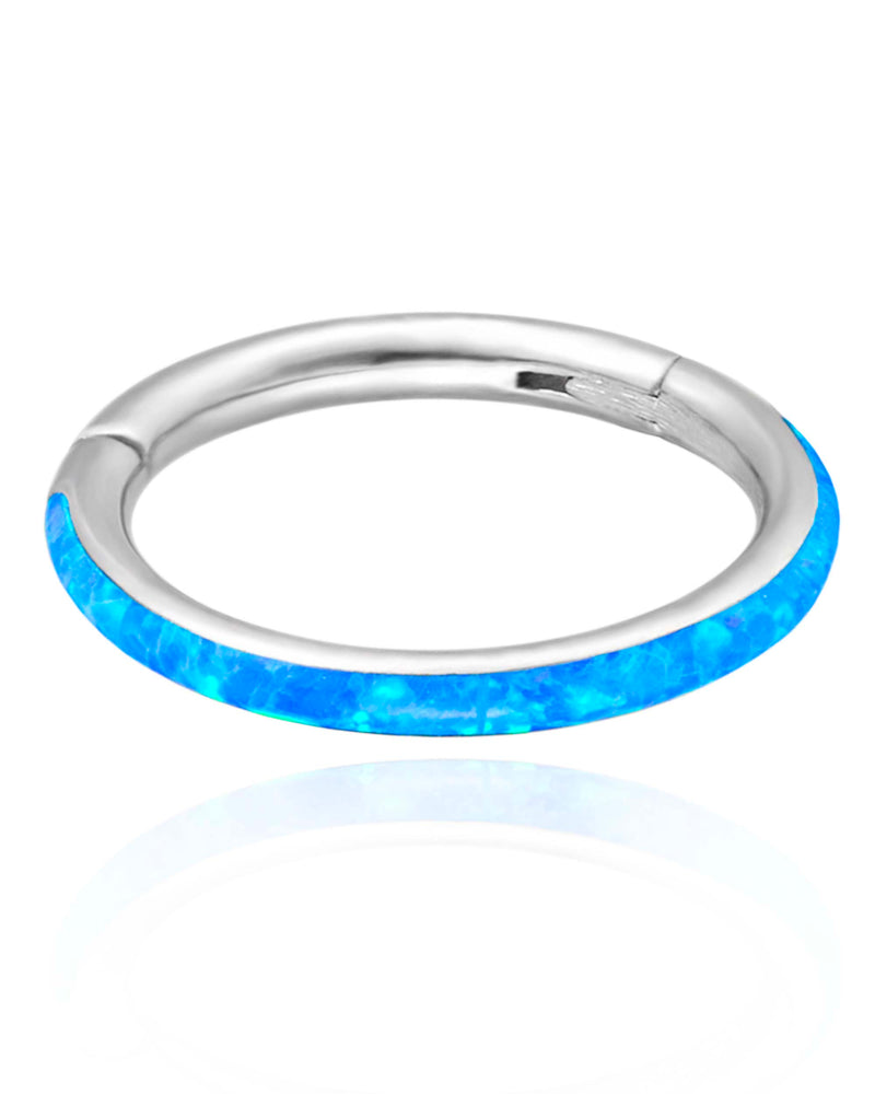 Glimmer Opal Eternity Hinged Segment Hoop Ring Clicker