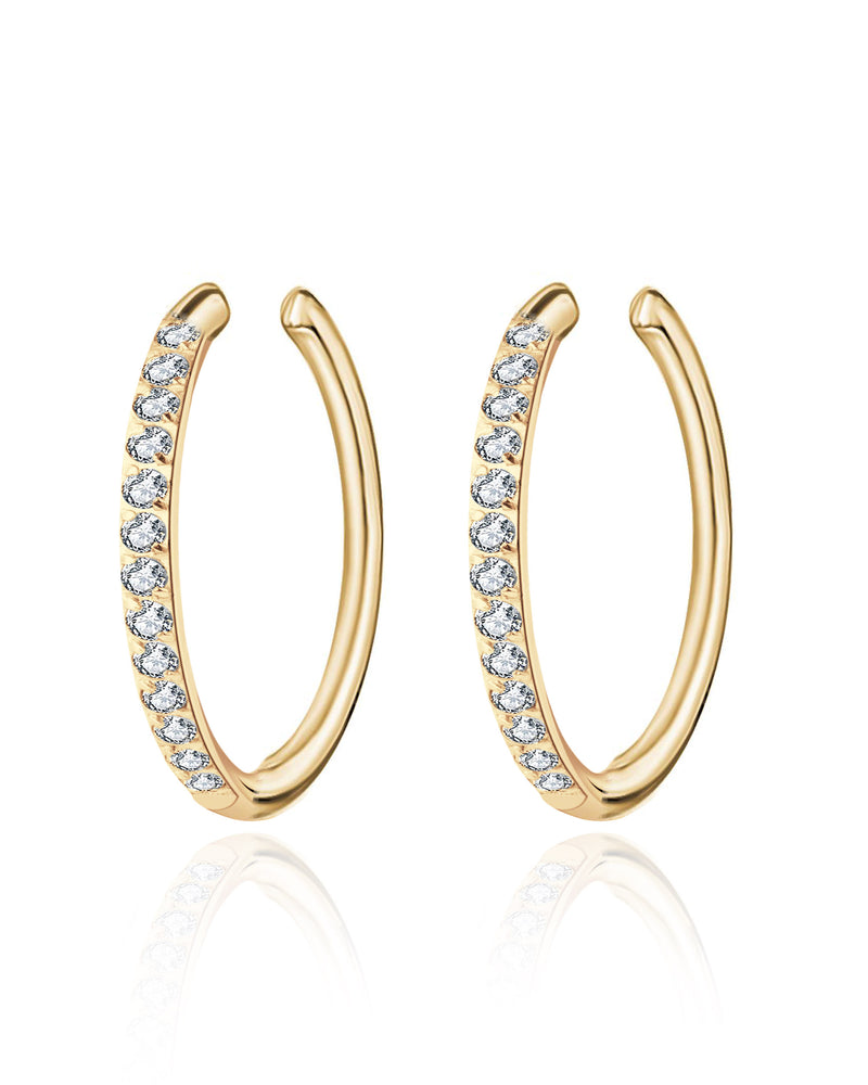 Simple Pave Crystal Conch Cartilage Helix Ear Cuff Earring in Gold - www.Impuria.com