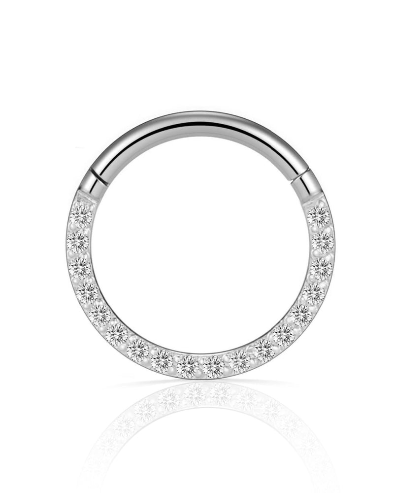 Crystal Daith Clicker Hoop Earring Ear Piercing Jewelry in Silver or Gold - www.Impuria.com