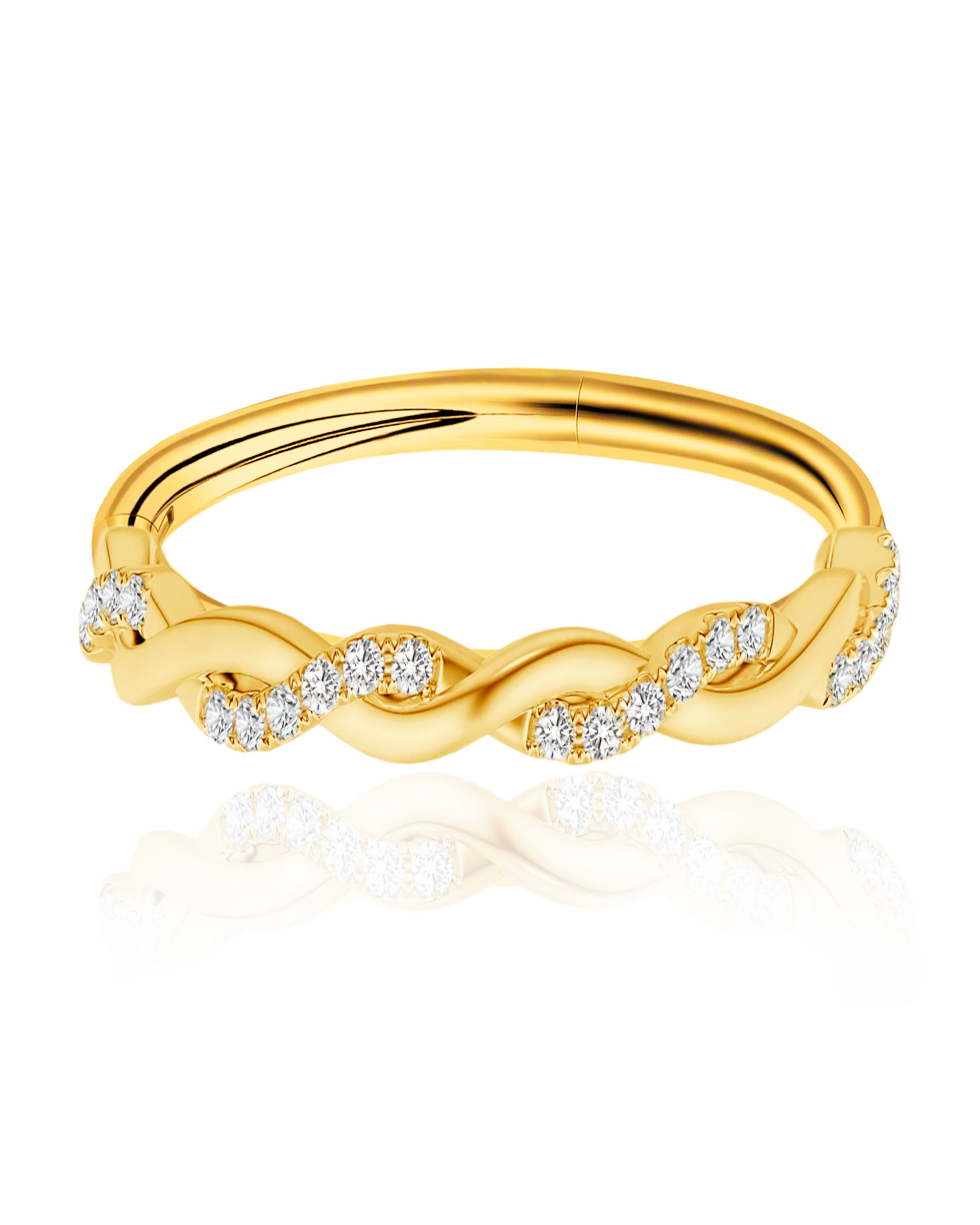 Cute Criss Cross Crystal Ear Piercing Ring Hoop Clicker for Cartilage Helix Rook Tragus Lobe - www.Impuria.com