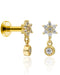 Cute Crystal Flower Crystal Drop Ear Piercing Earring Studs for Cartilage, Helix, Tragus Conch in Gold or Silver - www.Impuria.com