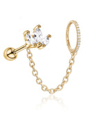 Lotus Chain Cartilage Earlobe Hoop Earrings Ear Piercing Jewelry - www.Impuria.com