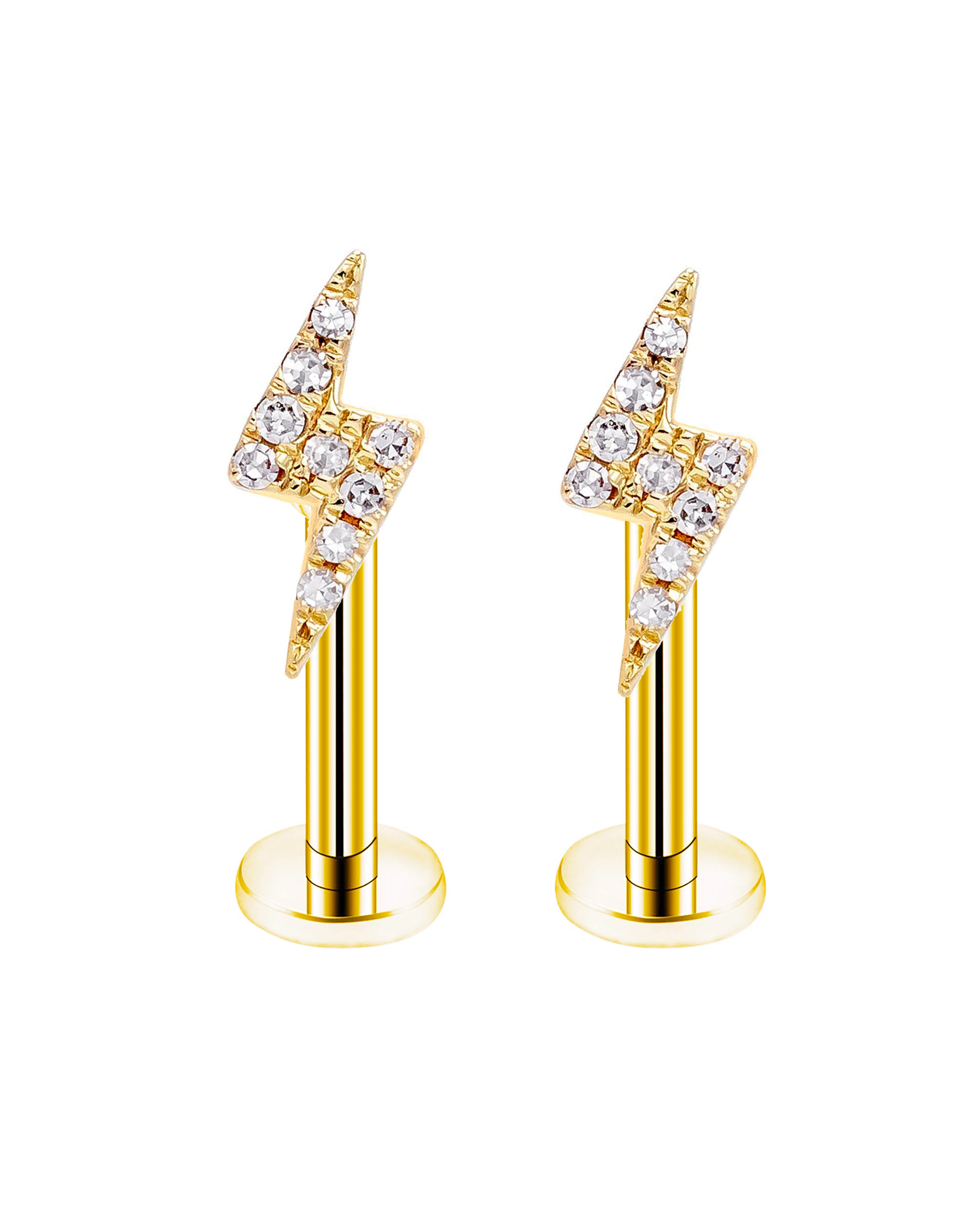 Pretty Crystal Lightning Earring Stud Ear Piercing Jewelry for Cartilage Helix Conch Tragus Ear Piercing Jewelry in Gold or Silver - www.Impuria.com