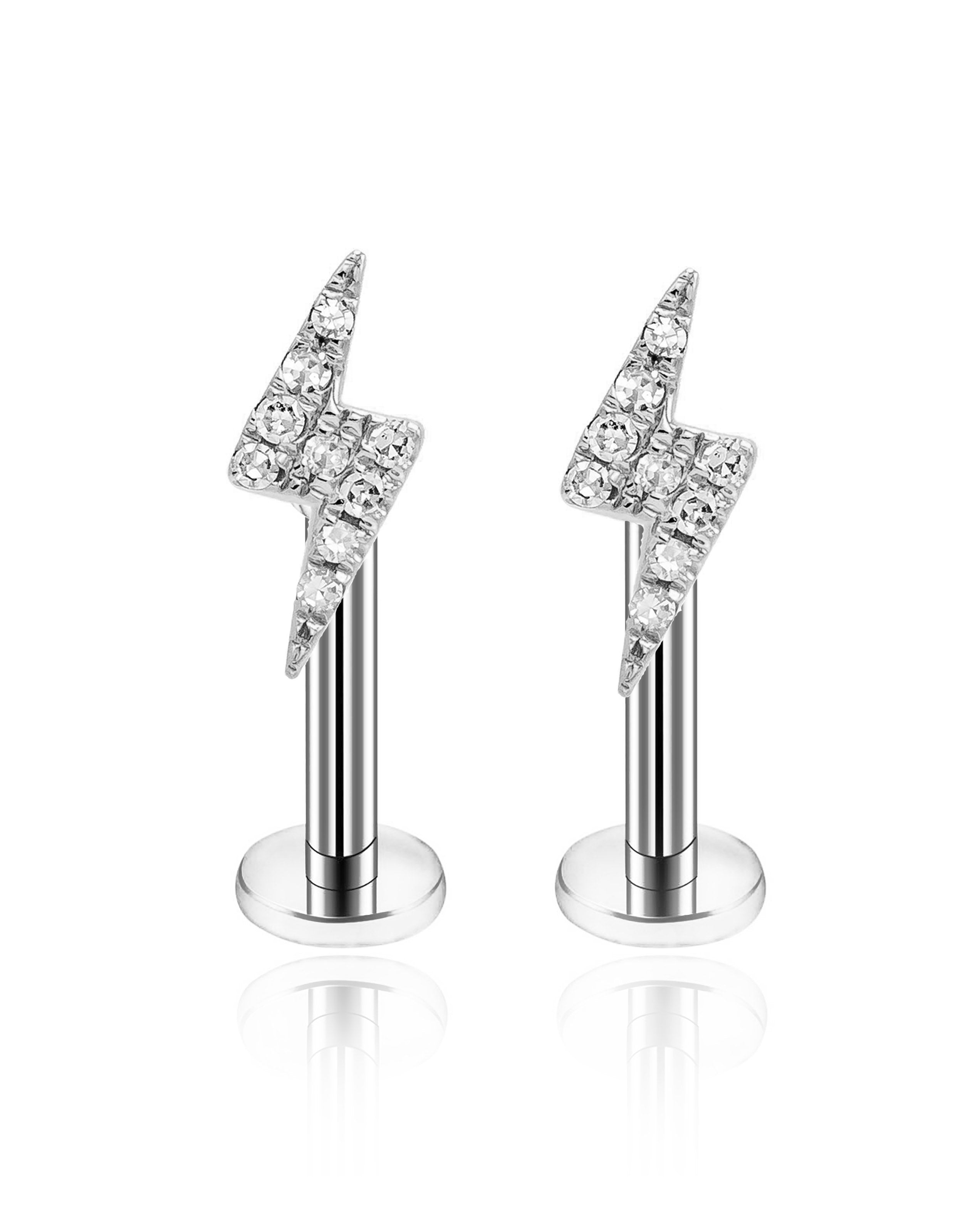 Pretty Crystal Lightning Earring Stud Ear Piercing Jewelry for Cartilage Helix Conch Tragus Ear Piercing Jewelry in Gold or Silver - www.Impuria.com