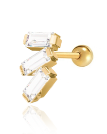 Triple Baguette Cluster Cartilage Earring Stud Helix Ear Piercing in Gold or Silver - www.Impuria.com