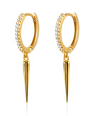 Cute Spike Crystal Pave Huggie Hoop Earrings Fashion Jewelry for Women in Gold or Silver - www.Impuira.com