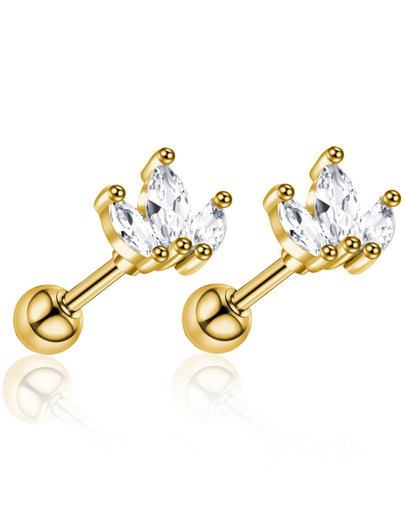 Crystal Lotus Earring Stud Ear Piercing Jewelry for Cartilage Helix Tragus Conch in Silver or Gold - www.Impuria.com