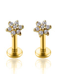 Crystal Flower Ear Piercing Cartilage Helix Lobe Conch Tragus Earring Stud 16G in Silver, Rose Gold, Gold - www.Impuria.com #earpiercing