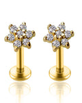 Crystal Flower Ear Piercing Cartilage Helix Lobe Conch Tragus Earring Stud 16G in Silver, Rose Gold, Gold - www.Impuria.com #earpiercing