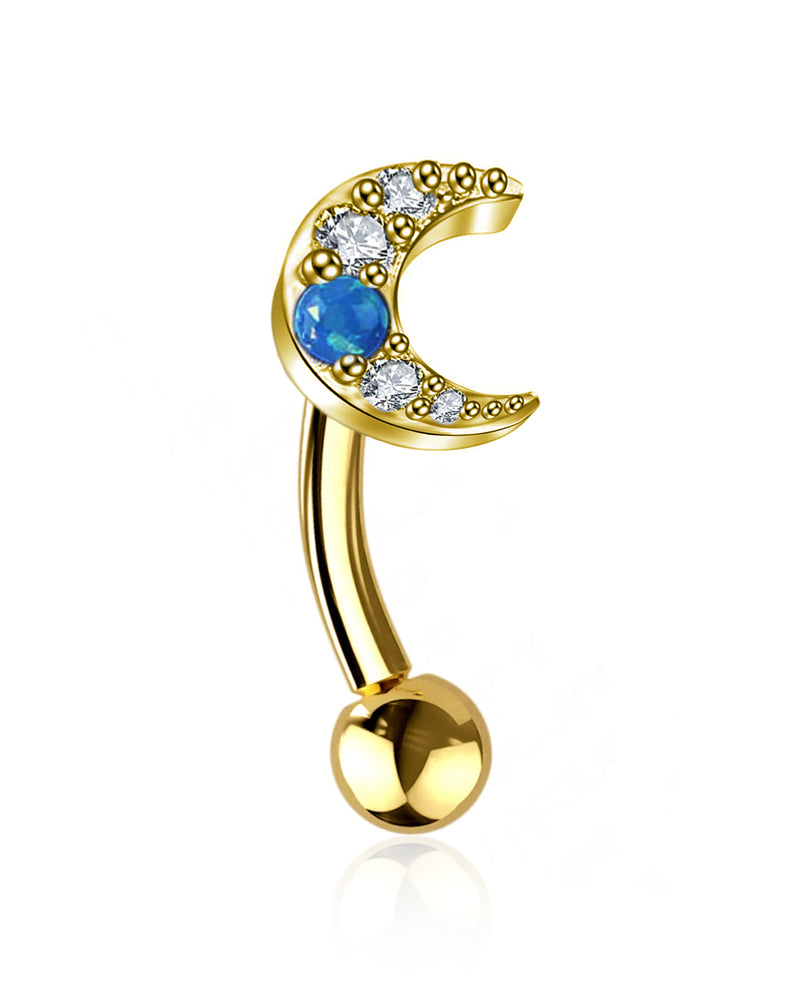 Luna Crystal Moon Rook Piercing Jewelry Curved Barbell