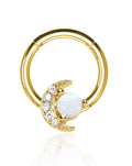 Cute Opal Moon Gold Daith Ear Piercing Ring Hoop Jewelry - www.Impuria.com