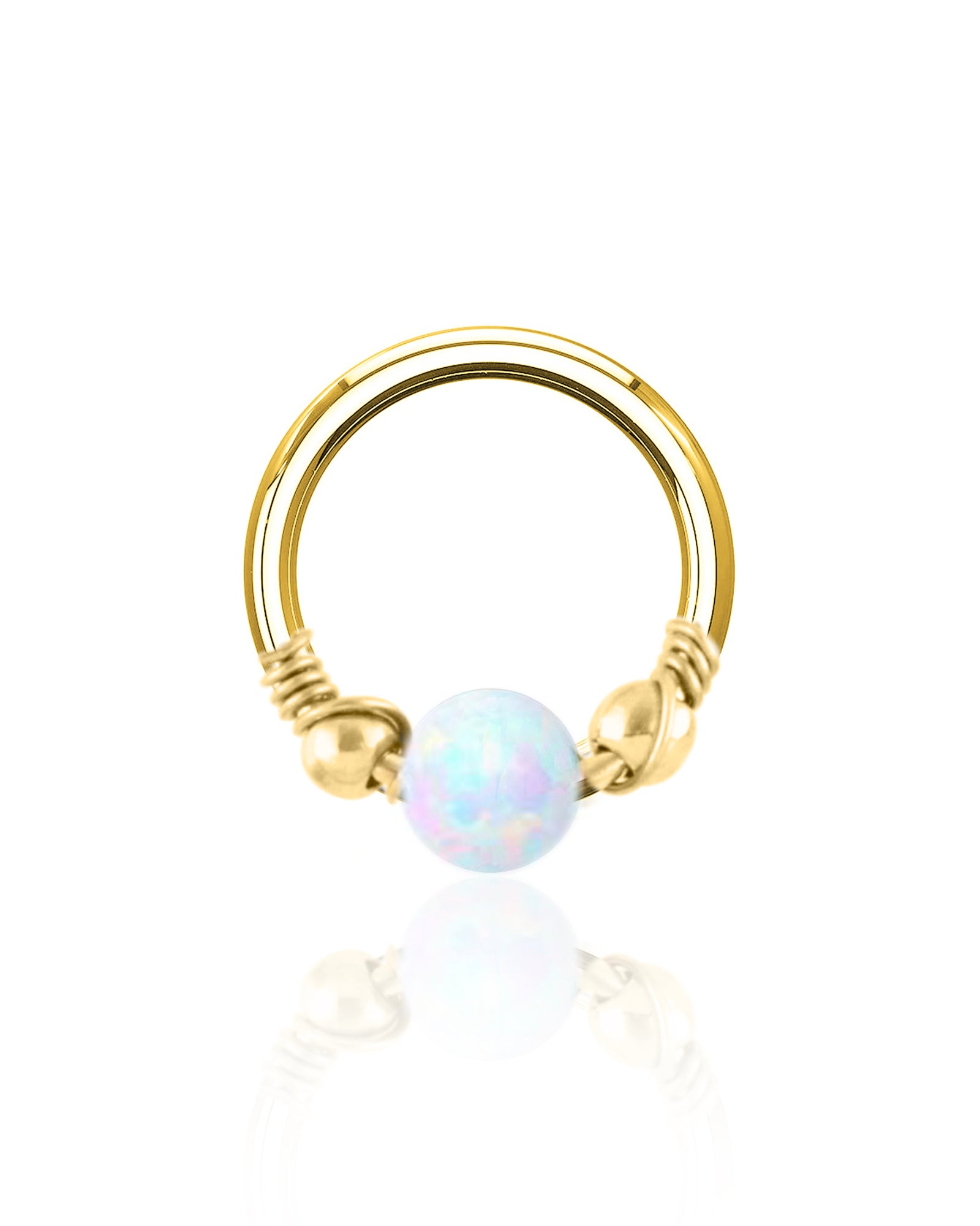 Opal Beaded Helix Piercing Cartilage Ring Tragus Hoop Clicker Gold 18G ...