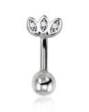 Ren Lotus Crystal Marquise Rook Piercing Jewelry Curved Barbell