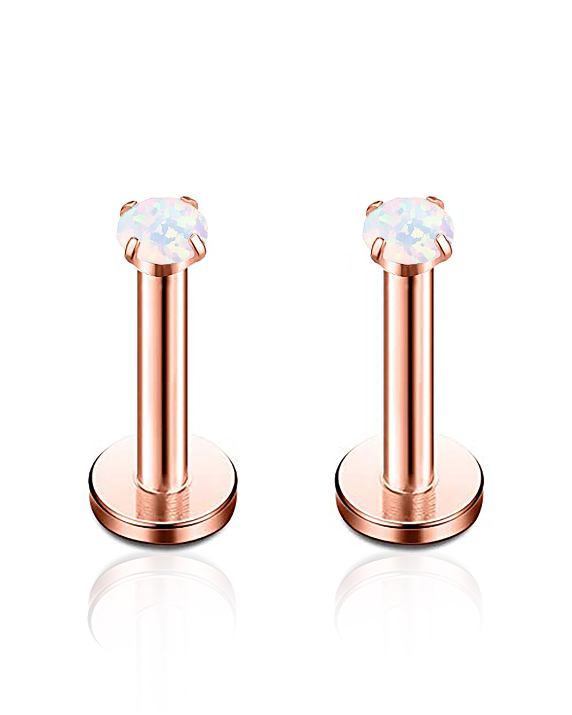 Cute Opal Ear Piercing Jewelry Round Circle Cartilage Helix Tragus Ear Lobe Earring Stud 2mm 2.5mm 3mm in Rose Gold - www.Impuria.com