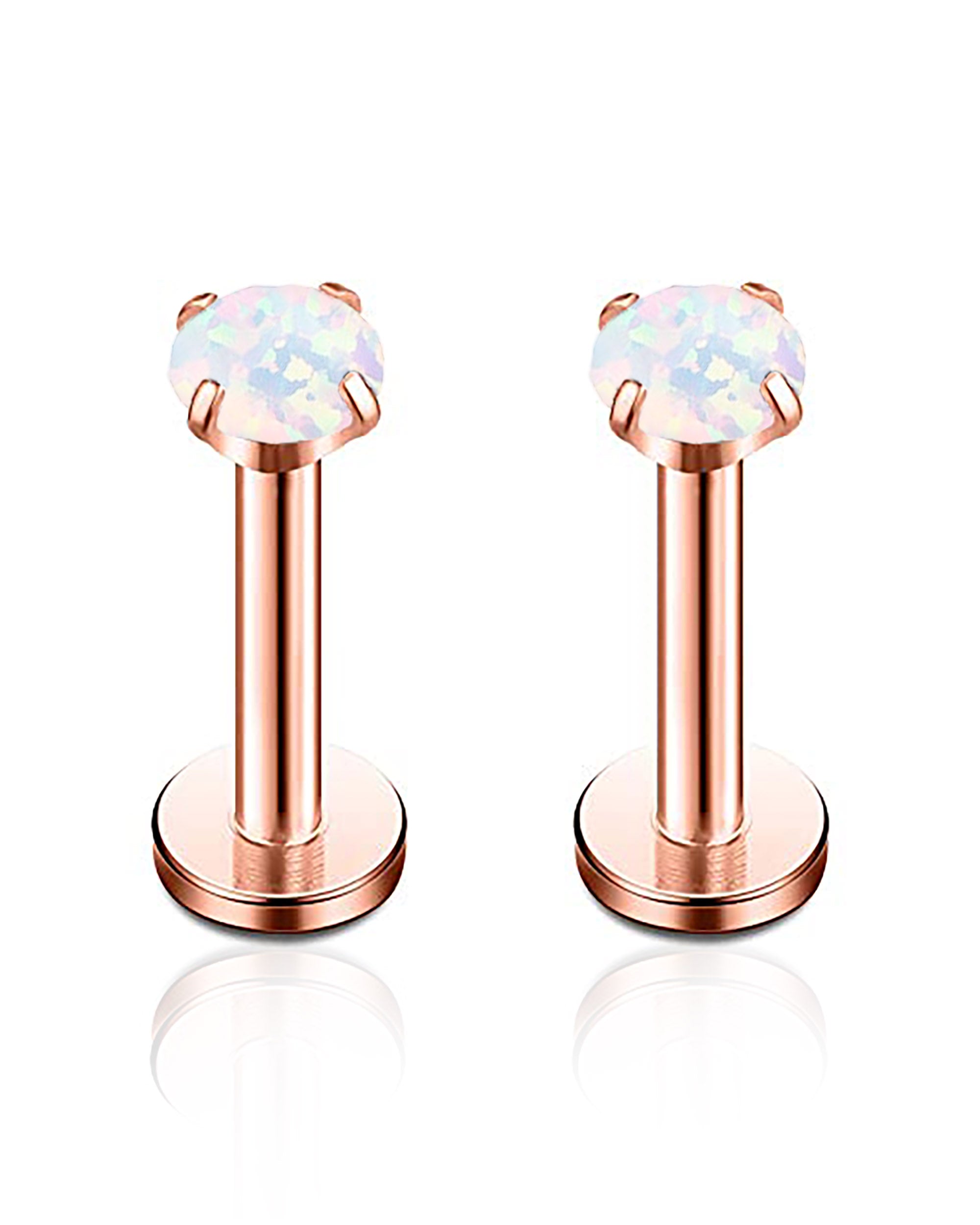 Cute Opal Ear Piercing Jewelry Round Circle Cartilage Helix Tragus Ear Lobe Earring Stud 2mm 2.5mm 3mm in Rose Gold - www.Impuria.com