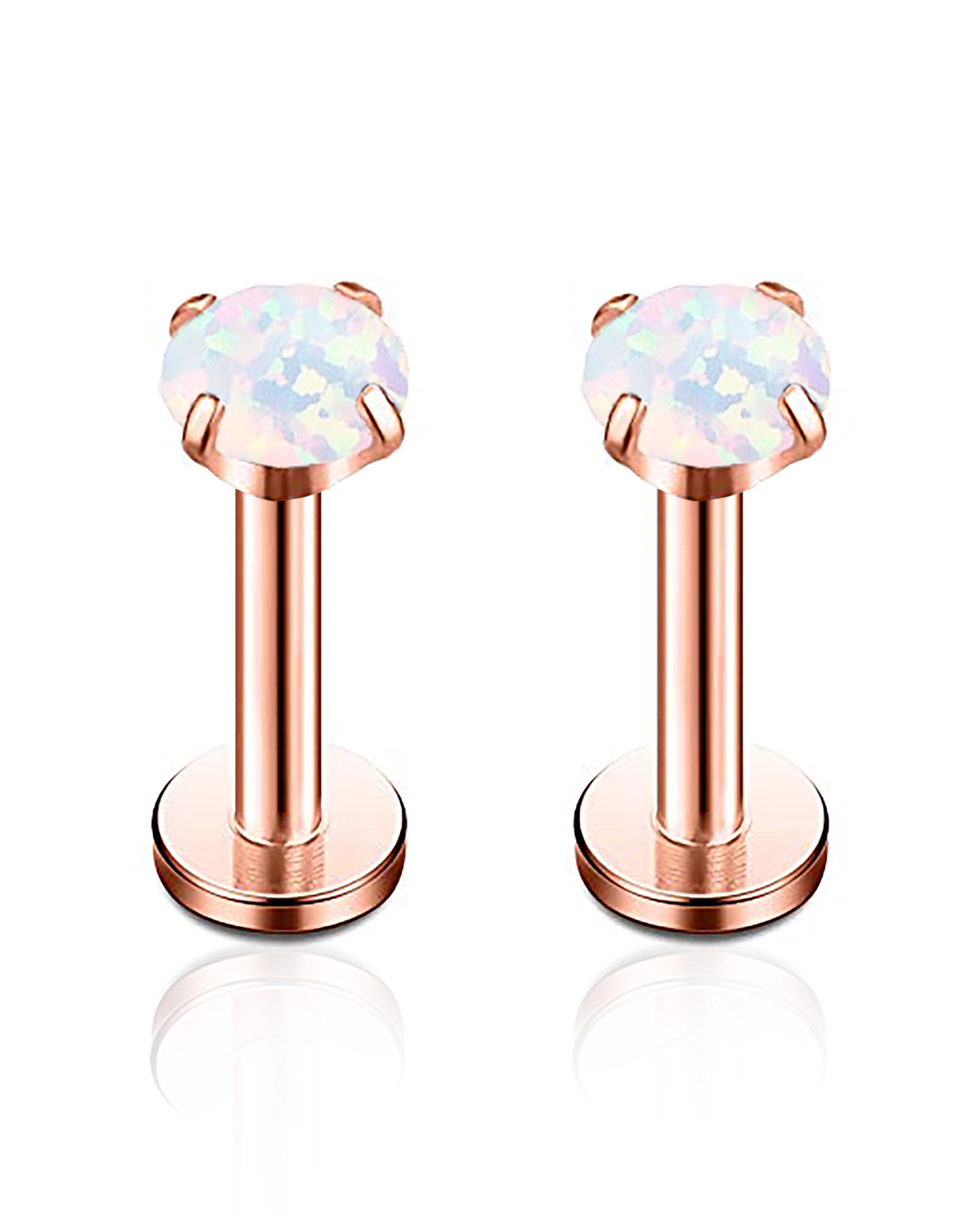 Cute Opal Ear Piercing Jewelry Round Circle Cartilage Helix Tragus Ear Lobe Earring Stud 2mm 2.5mm 3mm in Rose Gold - www.Impuria.com
