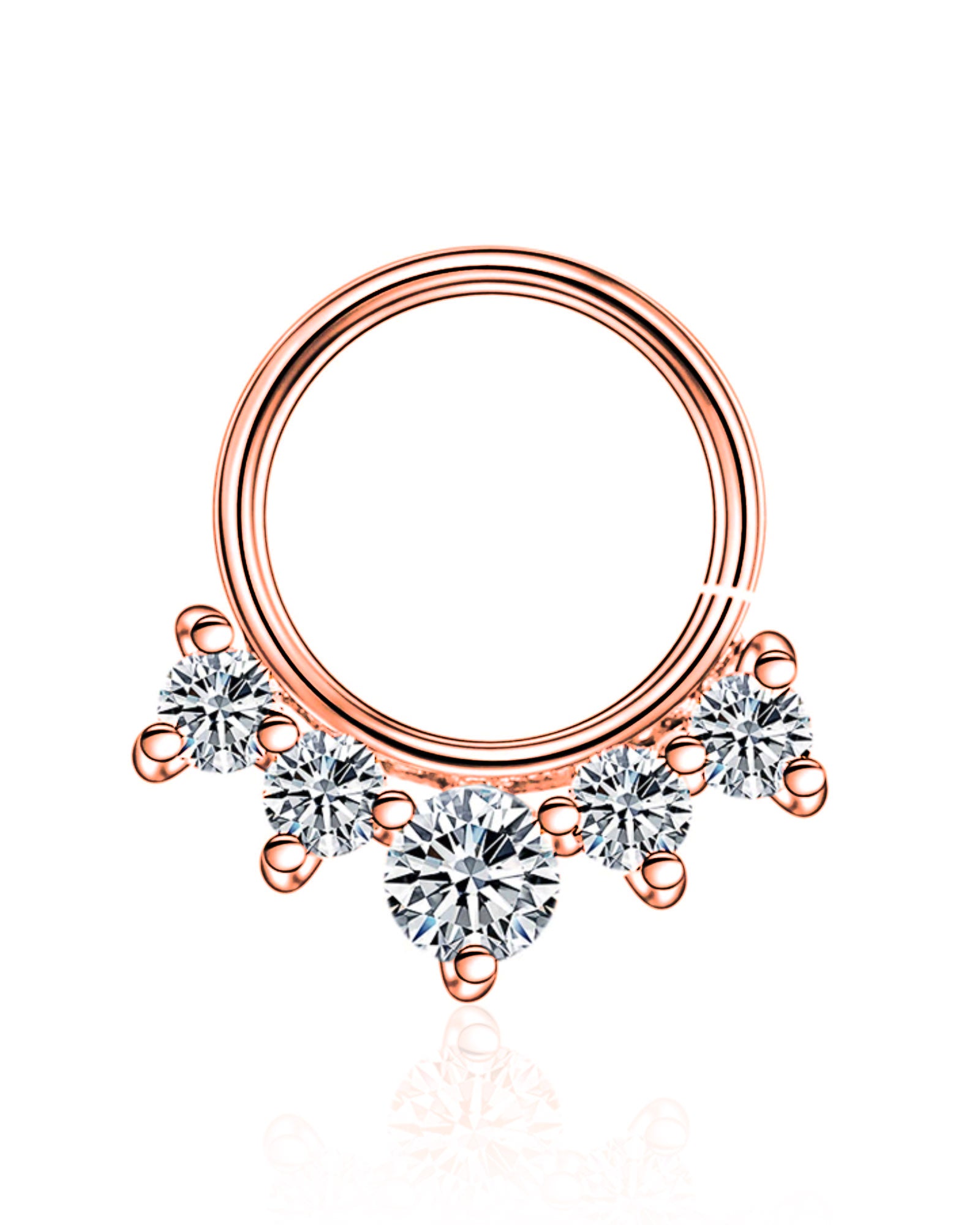 Sophie 5 Crystal Prong Earring Ear Piercing Ring Hoop