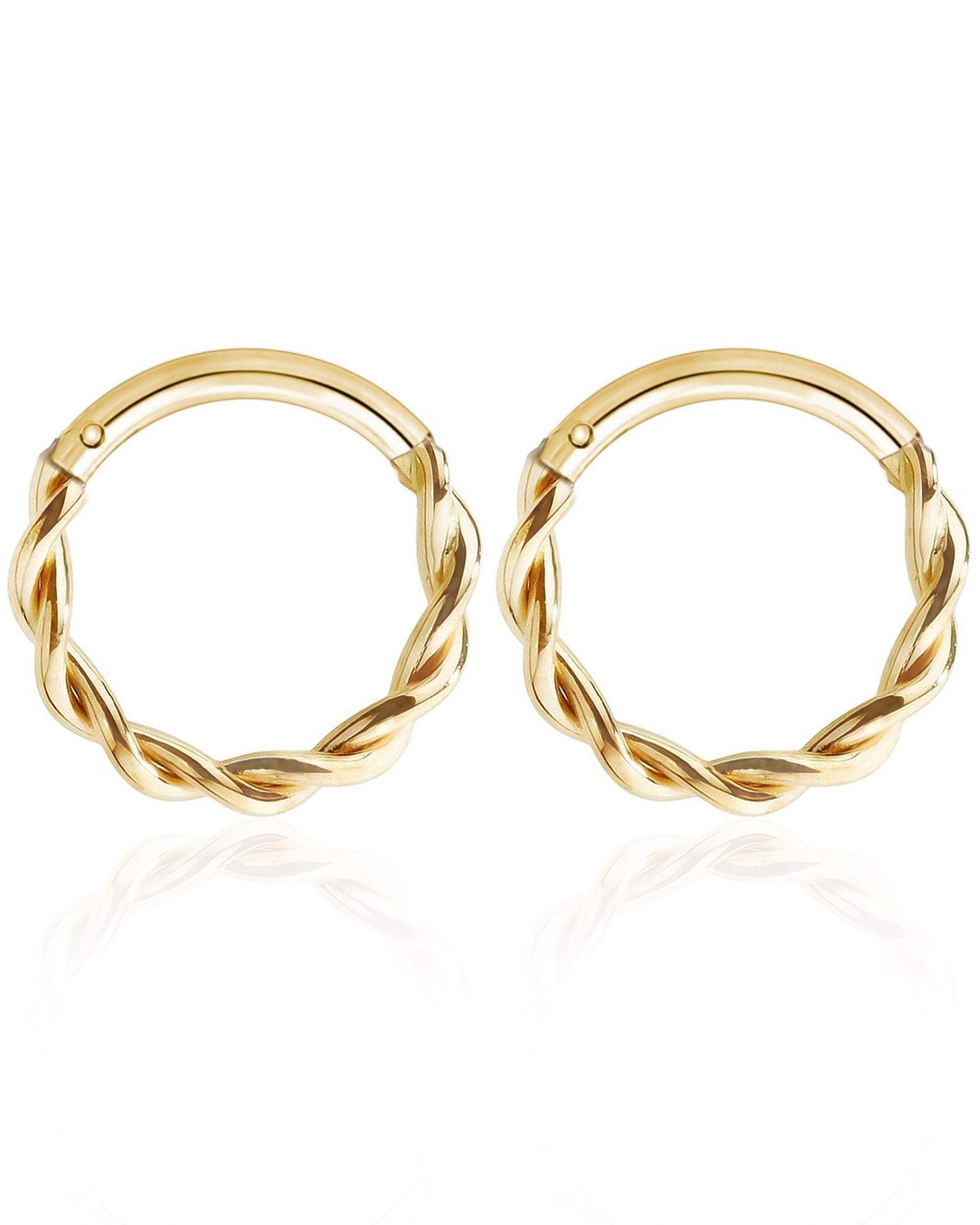 Samara Twisted Spiral Hinged Segment Hoop Ring for Cartilage Helix Conch Tragus Rook in Gold - www.Impuria.com