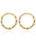 Samara Twisted Spiral Hinged Segment Hoop Ring for Cartilage Helix Conch Tragus Rook in Gold - www.Impuria.com