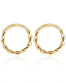 Samara Twisted Spiral Hinged Segment Hoop Ring for Cartilage Helix Conch Tragus Rook in Gold - www.Impuria.com