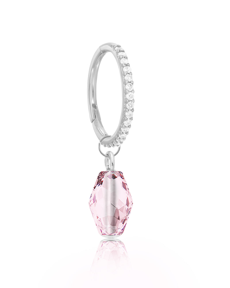 Precious Crystal Bead Drop Hinged Segment Hoop Ring Clicker
