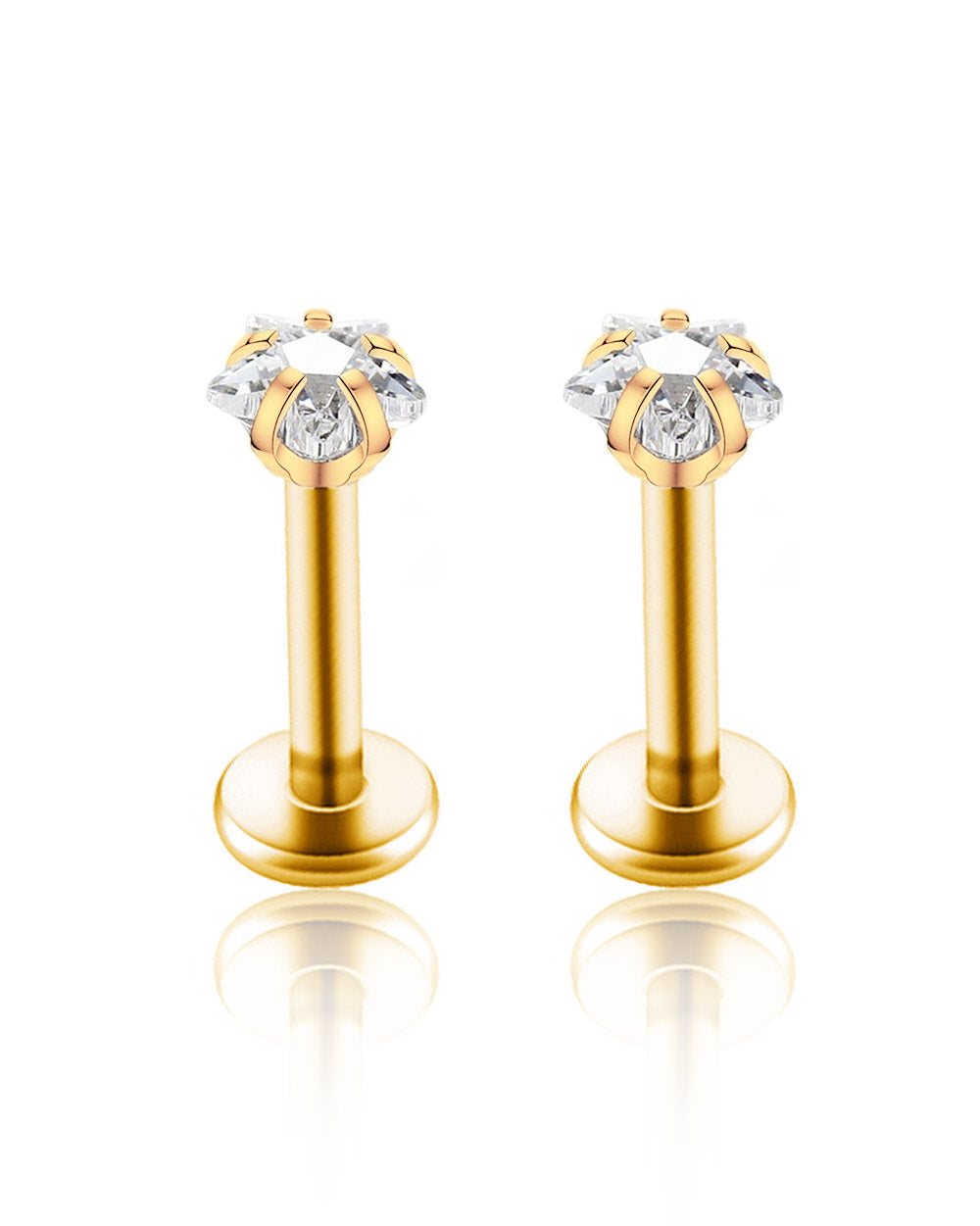 Crystal Star Ear Piercing Jewelry Earring Stud Internally Threaded for Cartilage Helix Tragus Conch - www.Impuria.com