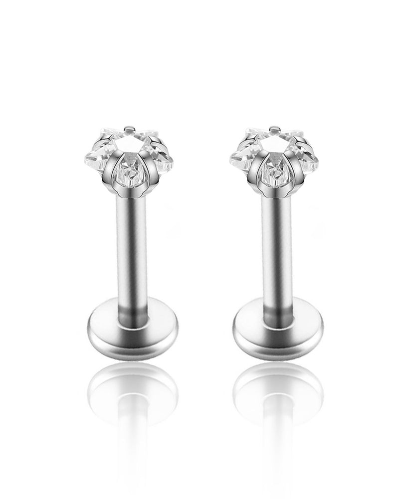 Parts of Four black diamond-encrusted stud earring - Silver