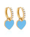 Sweetheart Enamel Heart Charm Drop Crystal Pave Eternity Hoop Huggie Earrings