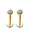 Simple Round Bezel Earring Studs Ear Piercing Jewelry for Cartilage Helix Tragus Conch in Silver, Gold or Rose Gold - www.Impuria.com