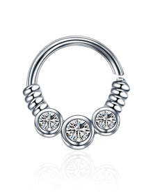 Nomi Trinity Crystal Bezel Earring Ear Piercing Ring Hoop