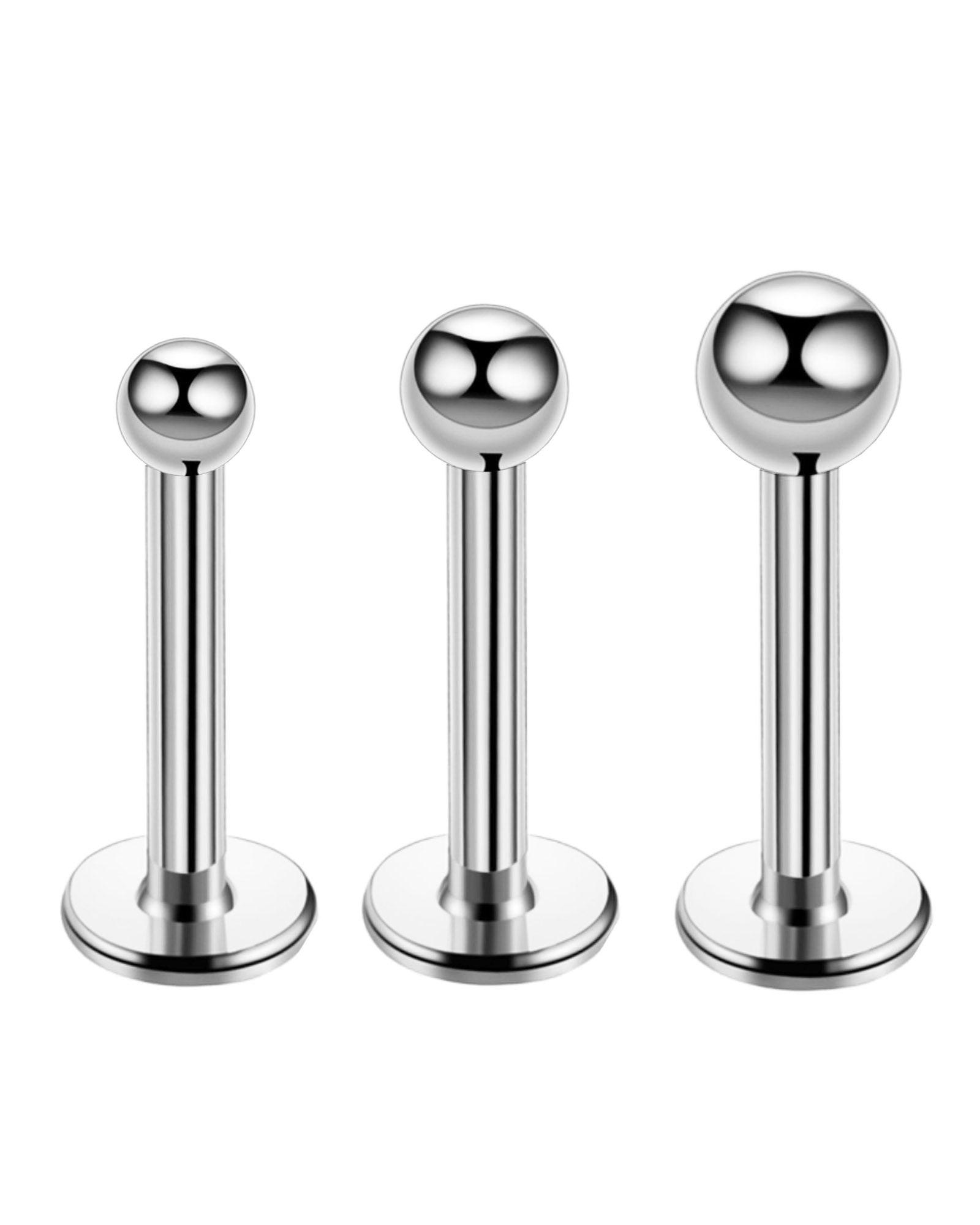 Val Polished Ball Threaded Ear Piercing Earring Stud Set