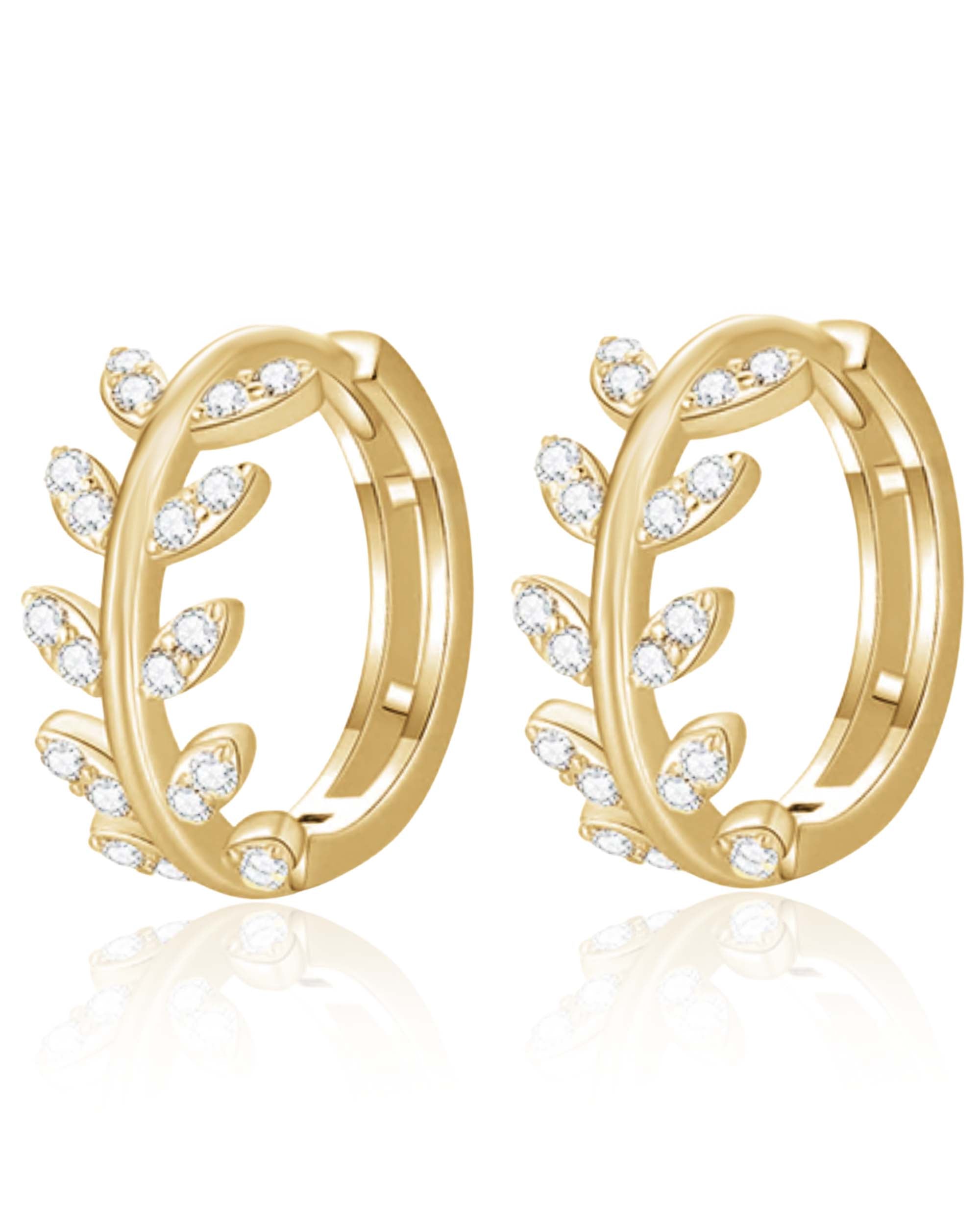 Vine Leaf Huggie Hoop Earrings